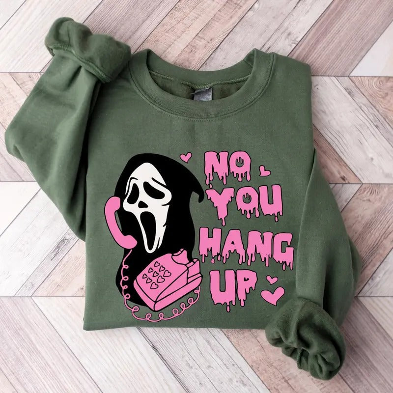 No You Hang Up Funny Ghostface Dating Halloween - Adult & Kids T-Shirts, Sweatshirts & Hoodies apparel design preview 1