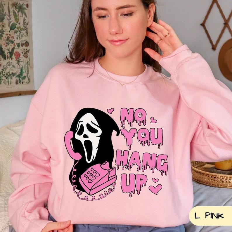 No You Hang Up Ghostface Valentine Halloween Funny - Adult & Kids T-Shirts, Sweatshirts & Hoodies apparel design preview 1