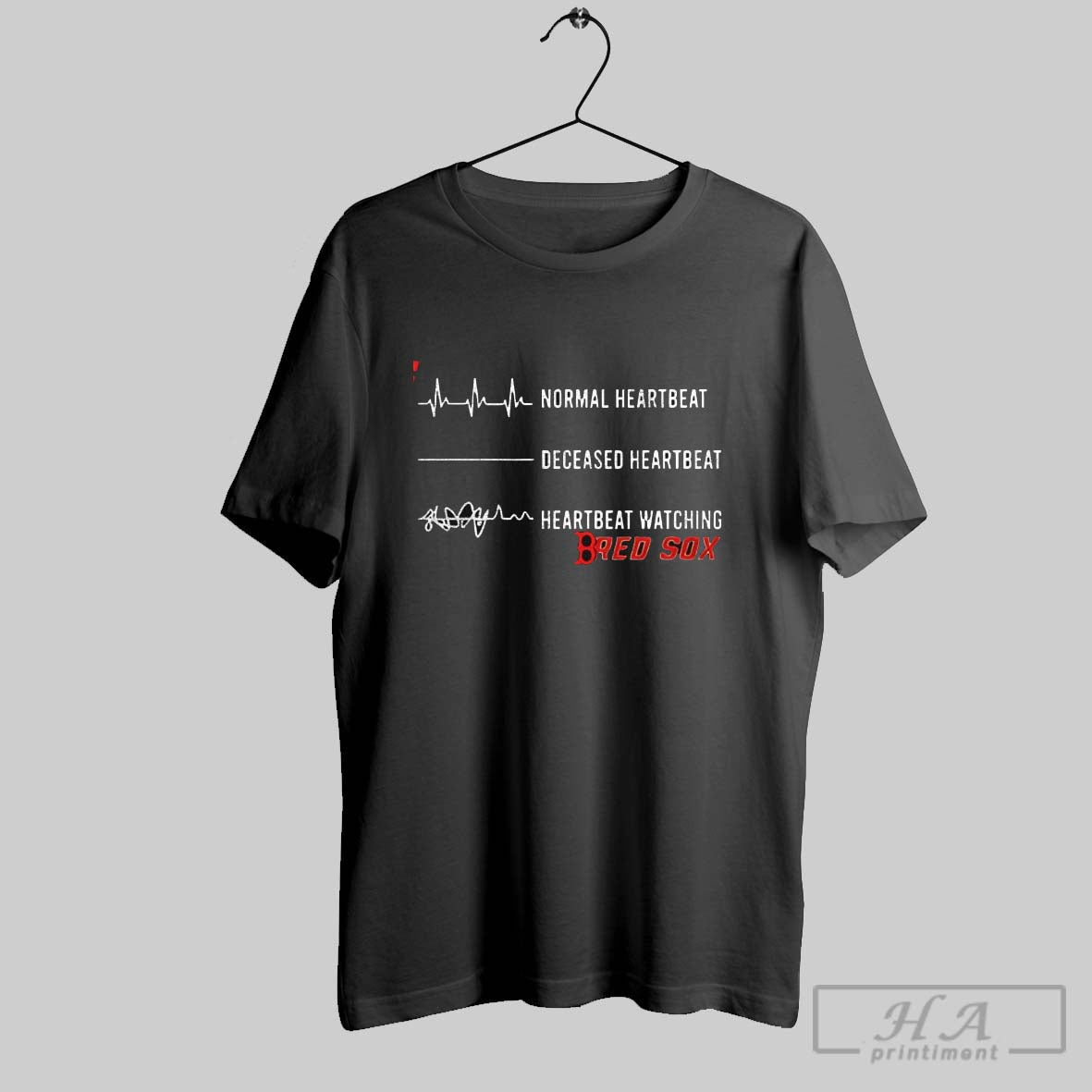 Normal Heartbeat Deceased Watching Boston Red Sox - Adult & Kids T-Shirts, Sweatshirts & Hoodies apparel design preview 1