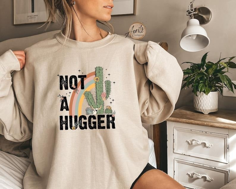 Not Hugger Cactus Funny Sarcastic Retro Valentine - Adult & Kids T-Shirts, Sweatshirts & Hoodies apparel design preview 1