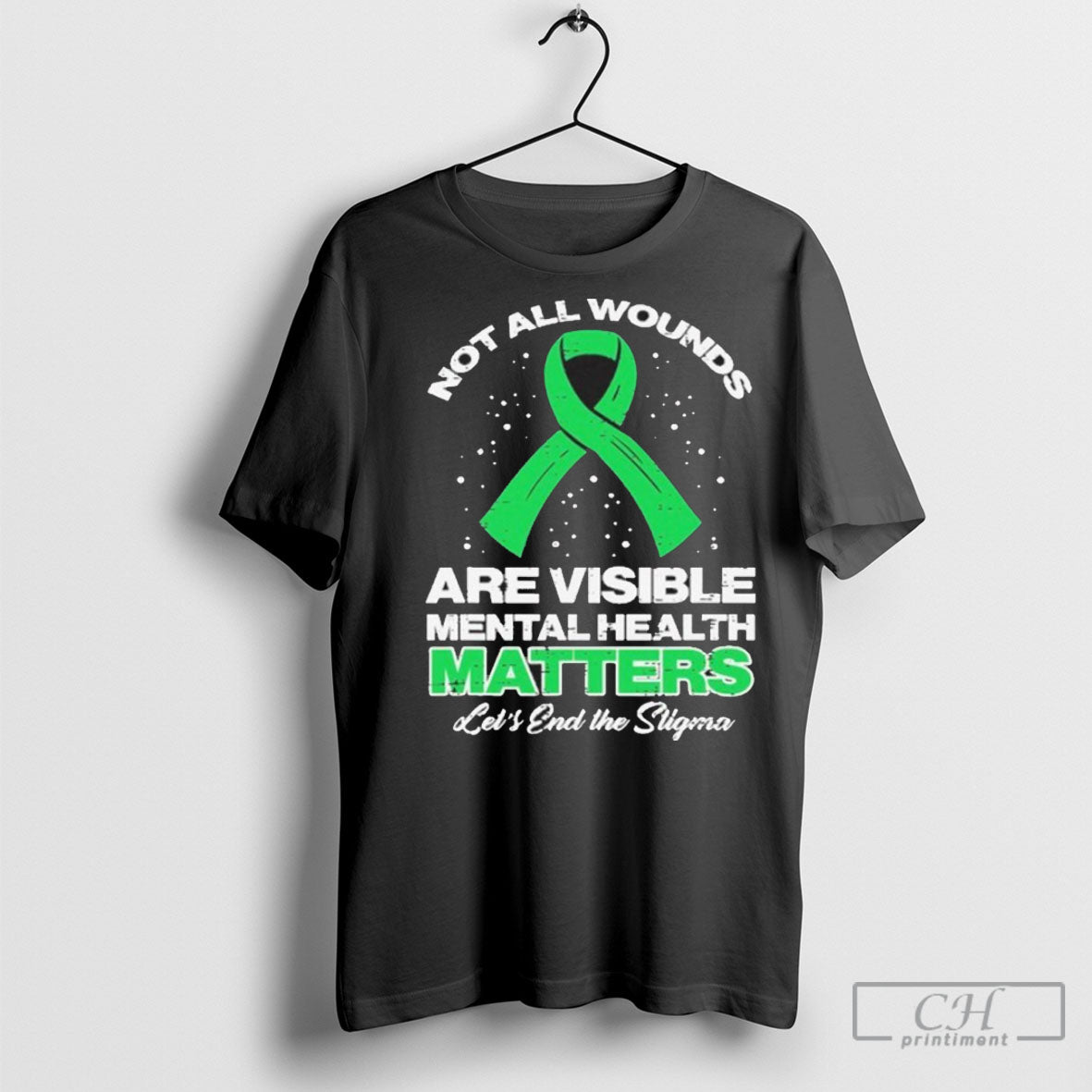 Not All Wounds Visible Mental Health Matters Aware - Adult & Kids T-Shirts, Sweatshirts & Hoodies apparel design preview 1