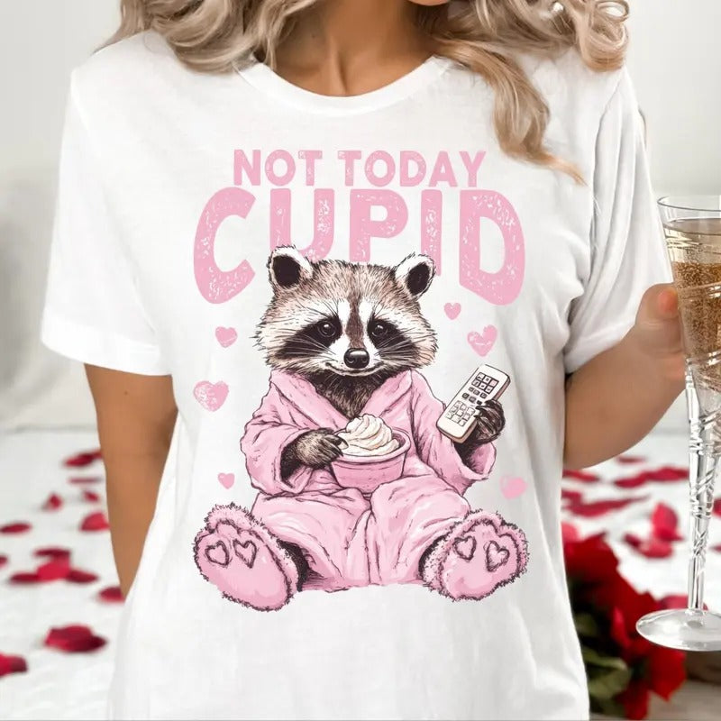 Not Today Cupid Snarky Raccoon Sarcastic Sassy Humor - Adult & Kids T-Shirts, Sweatshirts & Hoodies apparel design preview 1