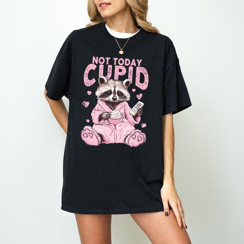 Not Today Cupid Snarky Raccoon Sarcastic Sassy Humor - Adult & Kids T-Shirts, Sweatshirts & Hoodies apparel design preview 1