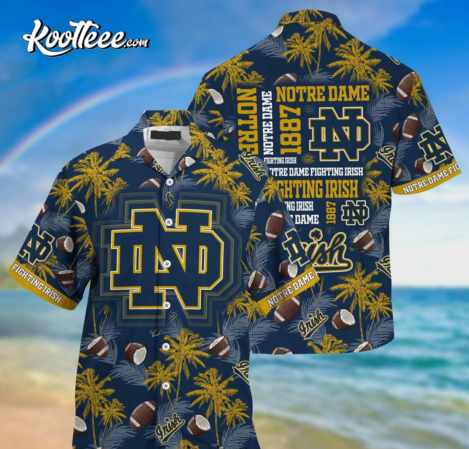 Notre Dame Fighting Irish 3D Full Printing Hawaiian - Adult & Kids T-Shirts, Sweatshirts & Hoodies apparel design preview 1