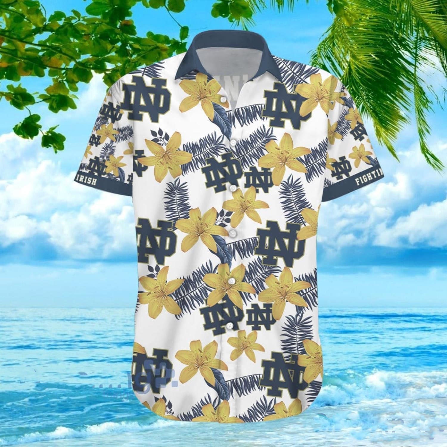 Notre Dame Logo Fighting Irish Hawaiian - Adult & Kids T-Shirts, Sweatshirts & Hoodies apparel design preview 1