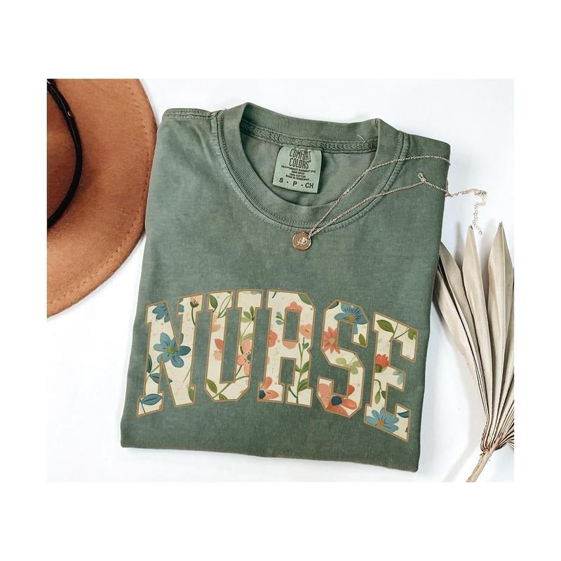 Nurse Comfort Colors Floral RN Graduation Week - Adult & Kids T-Shirts, Sweatshirts & Hoodies apparel design preview 1