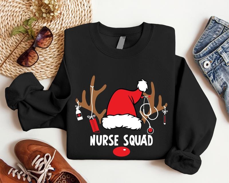 Nurse Squad Matching Nursing Reindeer School Xmas - Adult & Kids T-Shirts, Sweatshirts & Hoodies apparel design preview 1