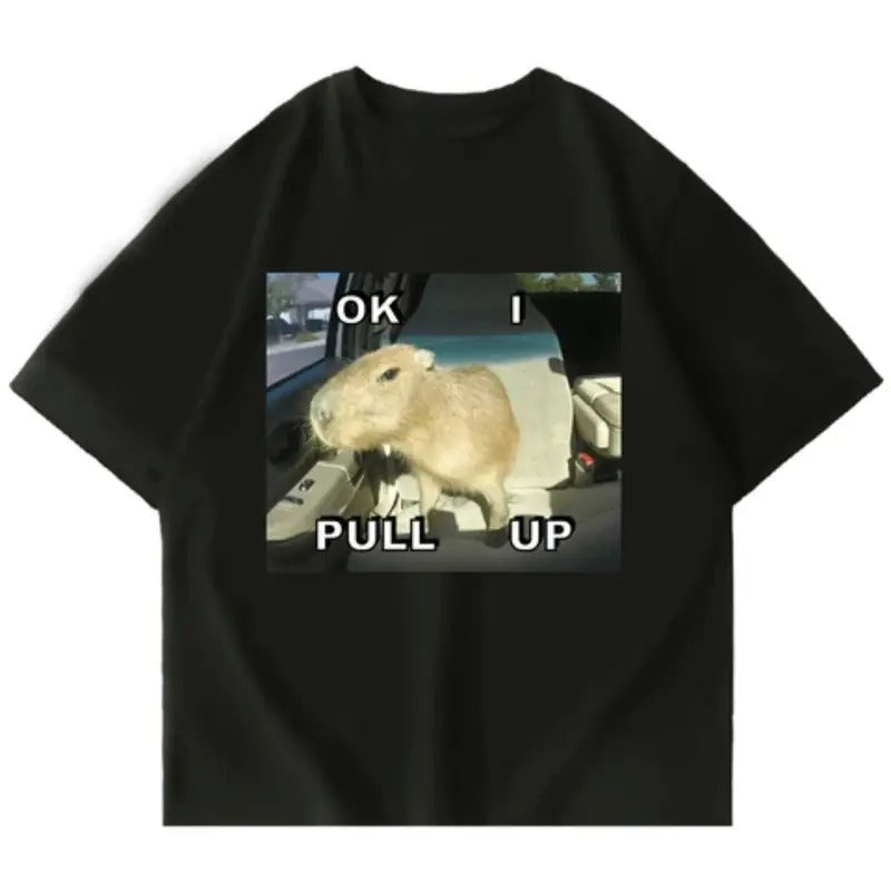OK I PULL UP CAPYBARA Cute Vintage 2000s Tops Fot Him - Adult & Kids T-Shirts, Sweatshirts & Hoodies apparel design preview 1