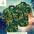 Oakland A's Hawaiian Green Tropical Leaf MLB Baseball - Adult & Kids T-Shirts, Sweatshirts & Hoodies apparel design preview 1