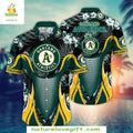 Oakland Athletics MLB Hawaiian Black White Floral - Adult & Kids T-Shirts, Sweatshirts & Hoodies apparel design preview 1