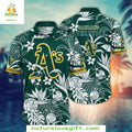 Oakland Athletics MLB Hawaiian Dark Floral Emblem - Adult & Kids T-Shirts, Sweatshirts & Hoodies apparel design preview 1