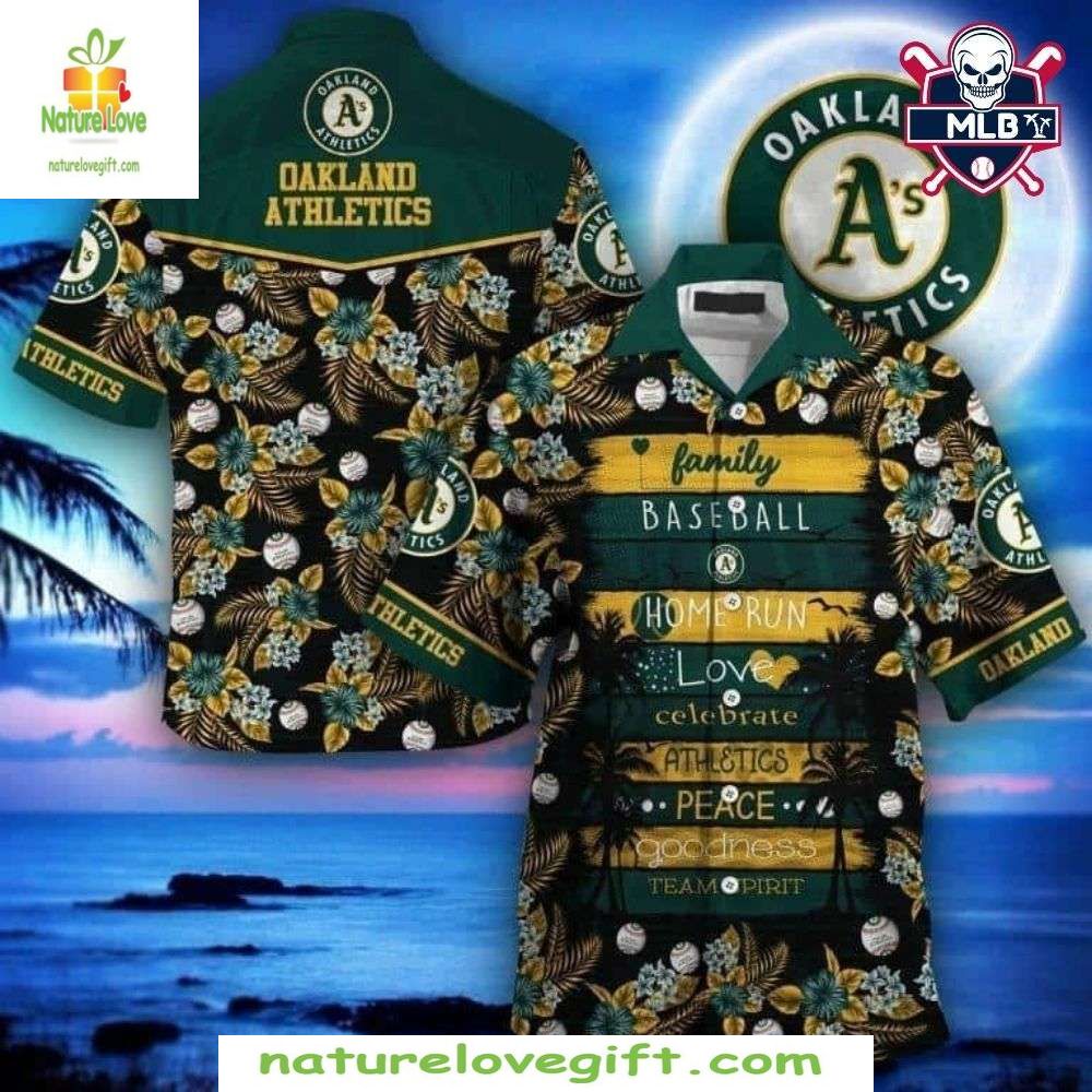 Oakland Athletics MLB Hawaiian Family Baseball - Adult & Kids T-Shirts, Sweatshirts & Hoodies apparel design preview 1