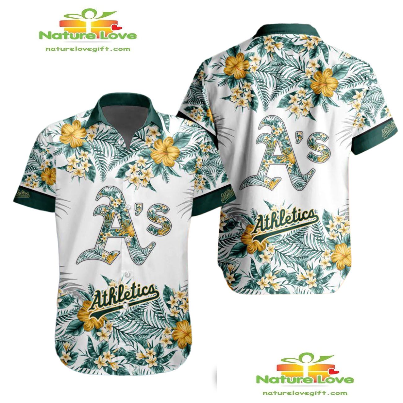 Oakland Athletics Hawaiian Tropical Flower Design for - Adult & Kids T-Shirts, Sweatshirts & Hoodies apparel design preview 1