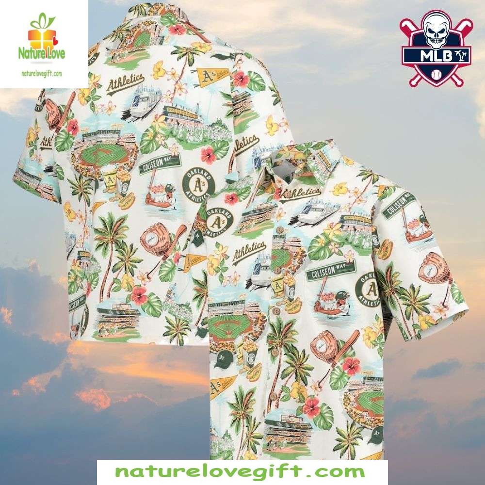 Oakland Athletics MLB Hawaiian Vintage Aloha Baseball - Adult & Kids T-Shirts, Sweatshirts & Hoodies apparel design preview 1