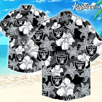 Oakland Raiders Leaf And Flower Pattern Hawaiian - Adult & Kids T-Shirts, Sweatshirts & Hoodies apparel design preview 1