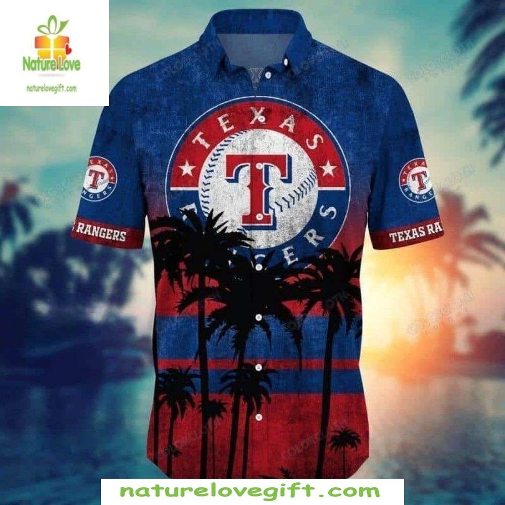 Texas Rangers MLB Hawaiian Oceanfront Tropical - Adult & Kids T-Shirts, Sweatshirts & Hoodies apparel design preview 1