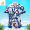Texas Rangers Hawaiian Oceanic Blue Floral Aloha - Adult & Kids T-Shirts, Sweatshirts & Hoodies apparel design preview 1