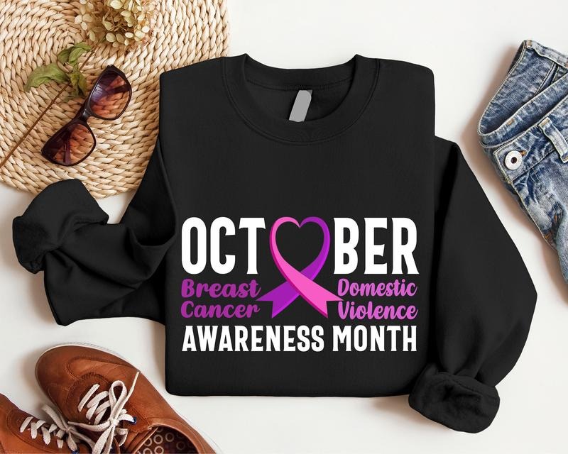 October Awareness Month Breast Cancer Domestic - Adult & Kids T-Shirts, Sweatshirts & Hoodies apparel design preview 1