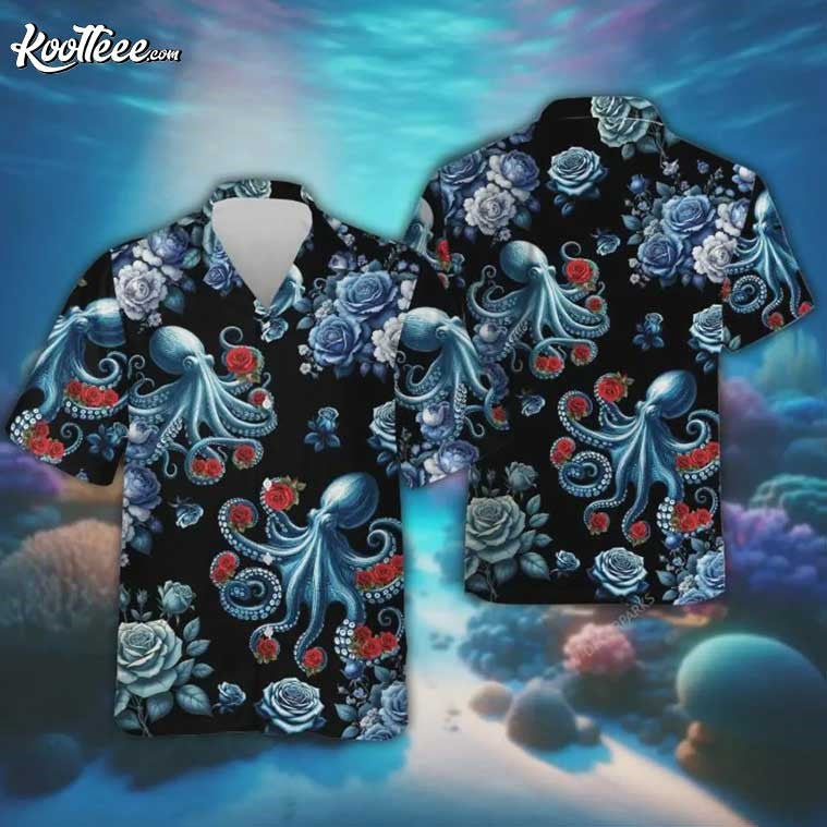 Octopus With Roses Aloha Hawaiian - Adult & Kids T-Shirts, Sweatshirts & Hoodies apparel design preview 1