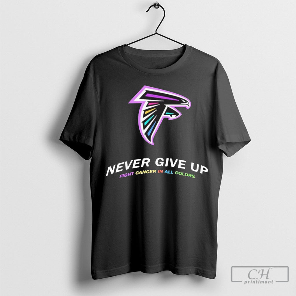 Official 2025 Atlanta Falcons Never Give Up Fight - Adult & Kids T-Shirts, Sweatshirts & Hoodies apparel design preview 1