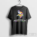 Official 2025 Minnesota Vikings Never Give Up Fight - Adult & Kids T-Shirts, Sweatshirts & Hoodies apparel design preview 1