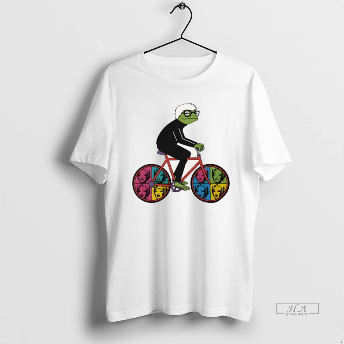 Official Andy Warhol Inspired Frog Cyclist Graphic - Adult & Kids T-Shirts, Sweatshirts & Hoodies apparel design preview 1