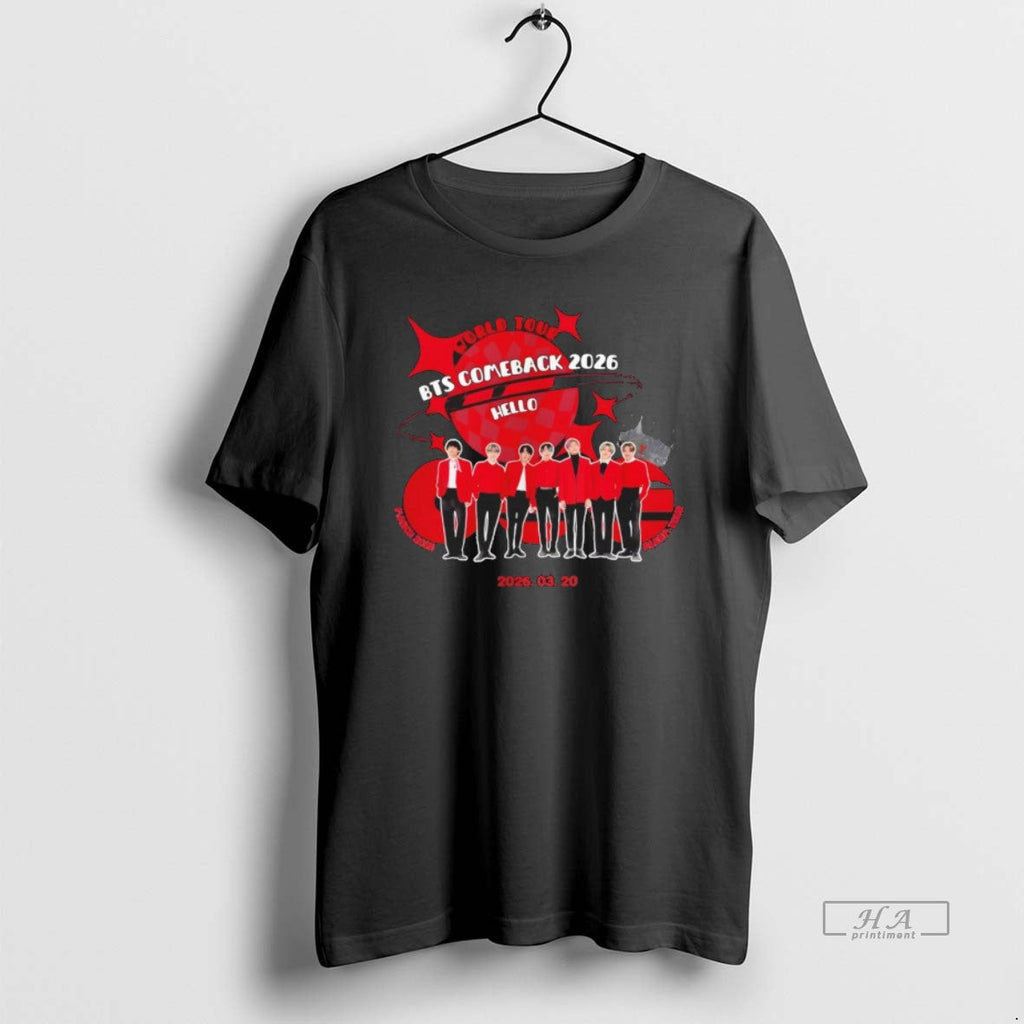 Official Bts Comeback 2026 Hello K Pop World Tour - Adult & Kids T-Shirts, Sweatshirts & Hoodies apparel design preview 1
