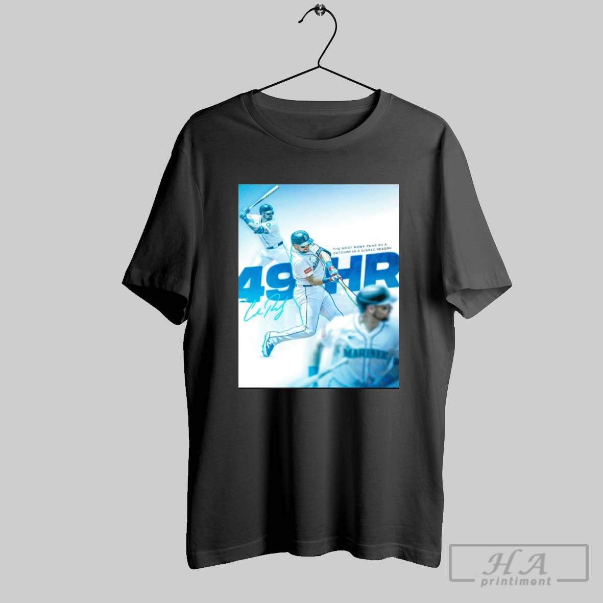 Official Cal Raleigh Seattle Mariners 49hr The Most - Adult & Kids T-Shirts, Sweatshirts & Hoodies apparel design preview 1
