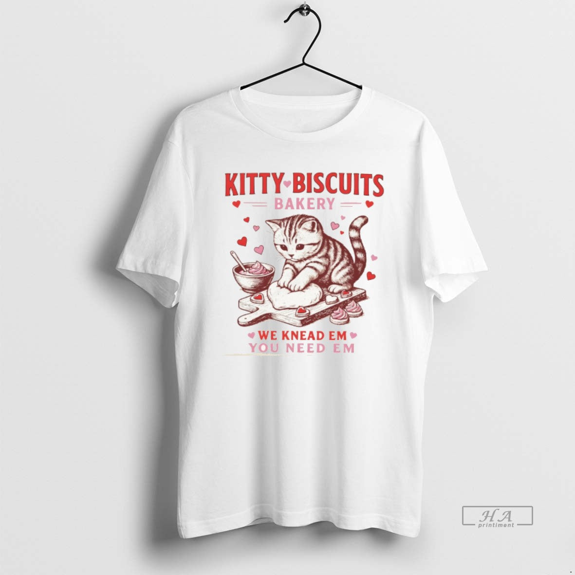 Official Cat Kitty Biscuits Bakery We Knead Em You - Adult & Kids T-Shirts, Sweatshirts & Hoodies apparel design preview 1