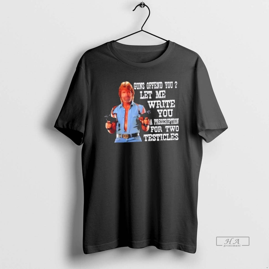 Official Chuck Norris Guns Offend You Let Me Write - Adult & Kids T-Shirts, Sweatshirts & Hoodies apparel design preview 1