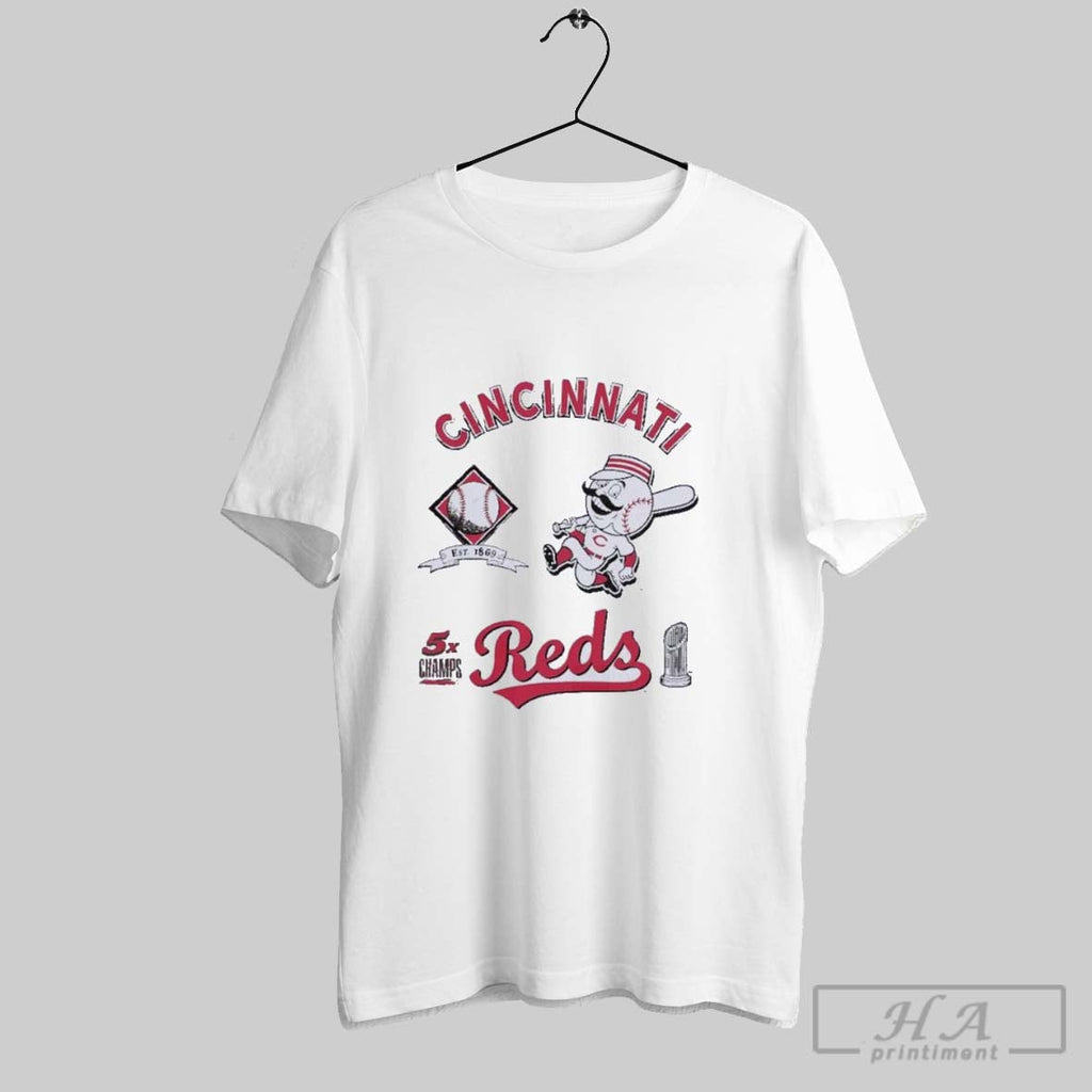 Official Cincinnati Reds Defined 5x Champions - Adult & Kids T-Shirts, Sweatshirts & Hoodies apparel design preview 1