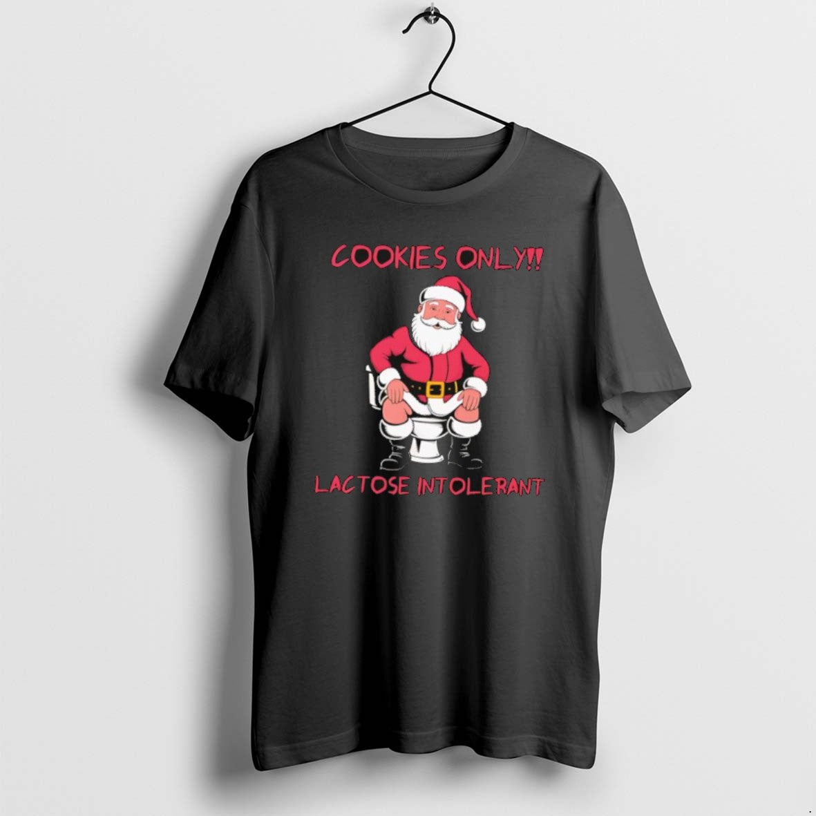 Official Cookies Only Lactose Intolerant Santa Claus - Adult & Kids T-Shirts, Sweatshirts & Hoodies apparel design preview 1