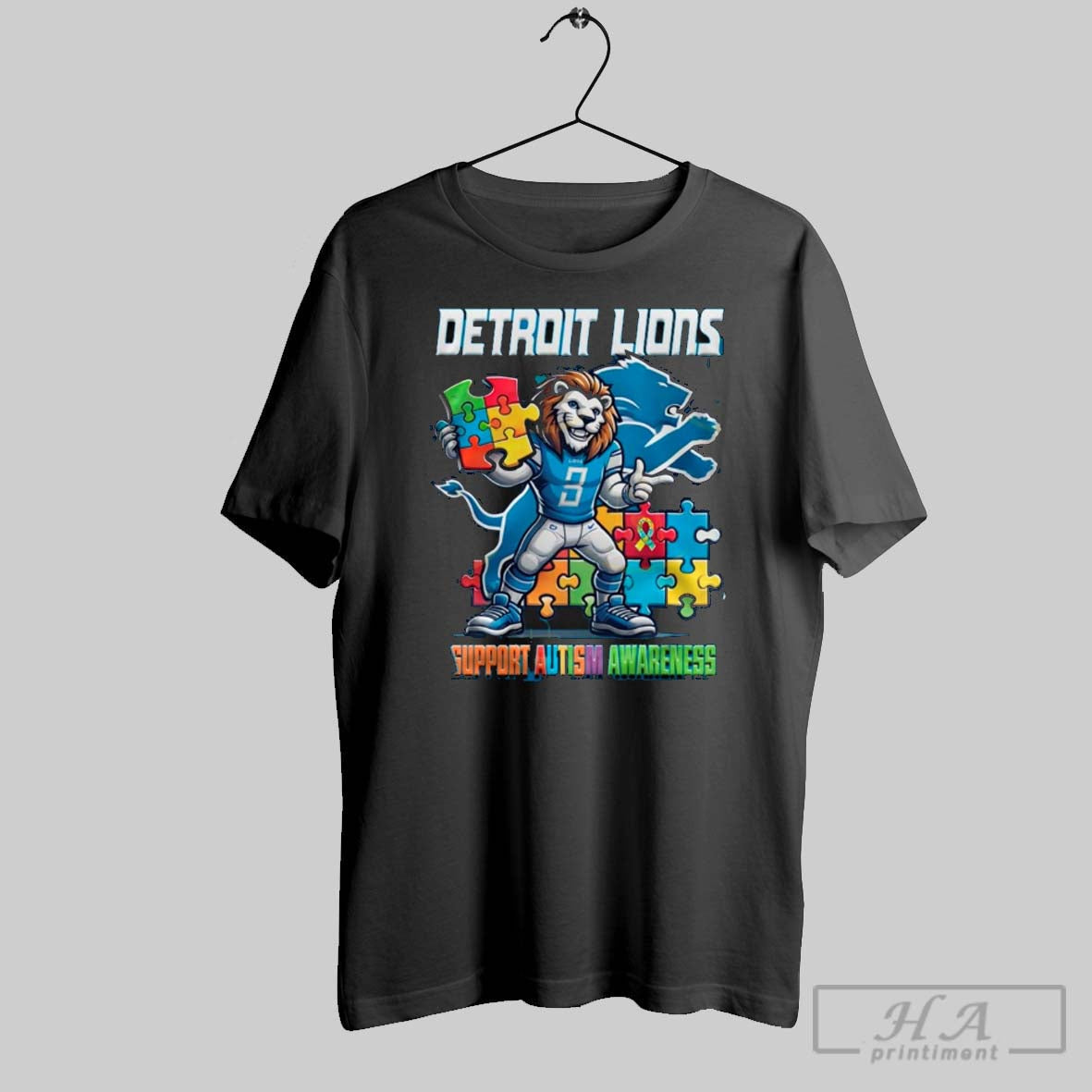 Official Detroit Lions X Support Autism Awareness - Adult & Kids T-Shirts, Sweatshirts & Hoodies apparel design preview 1