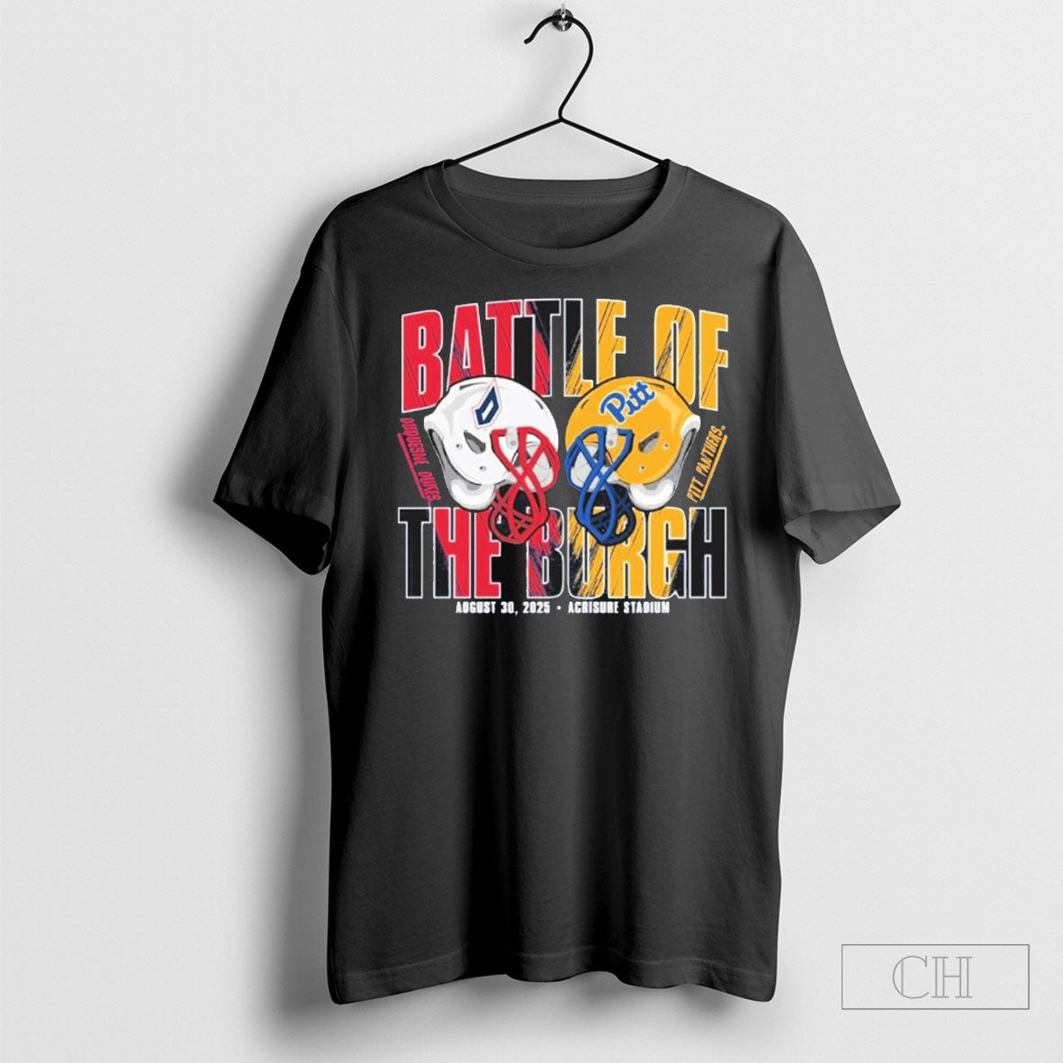 Official Duquesne Dukes Vs Pitt Panthers 2025 Battle - Adult & Kids T-Shirts, Sweatshirts & Hoodies apparel design preview 1