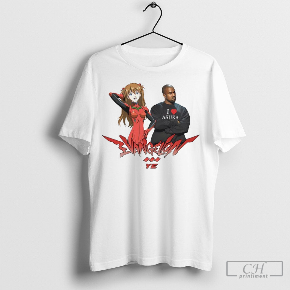 Official Evangelion Asuka X Kanye West I Love - Adult & Kids T-Shirts, Sweatshirts & Hoodies apparel design preview 1