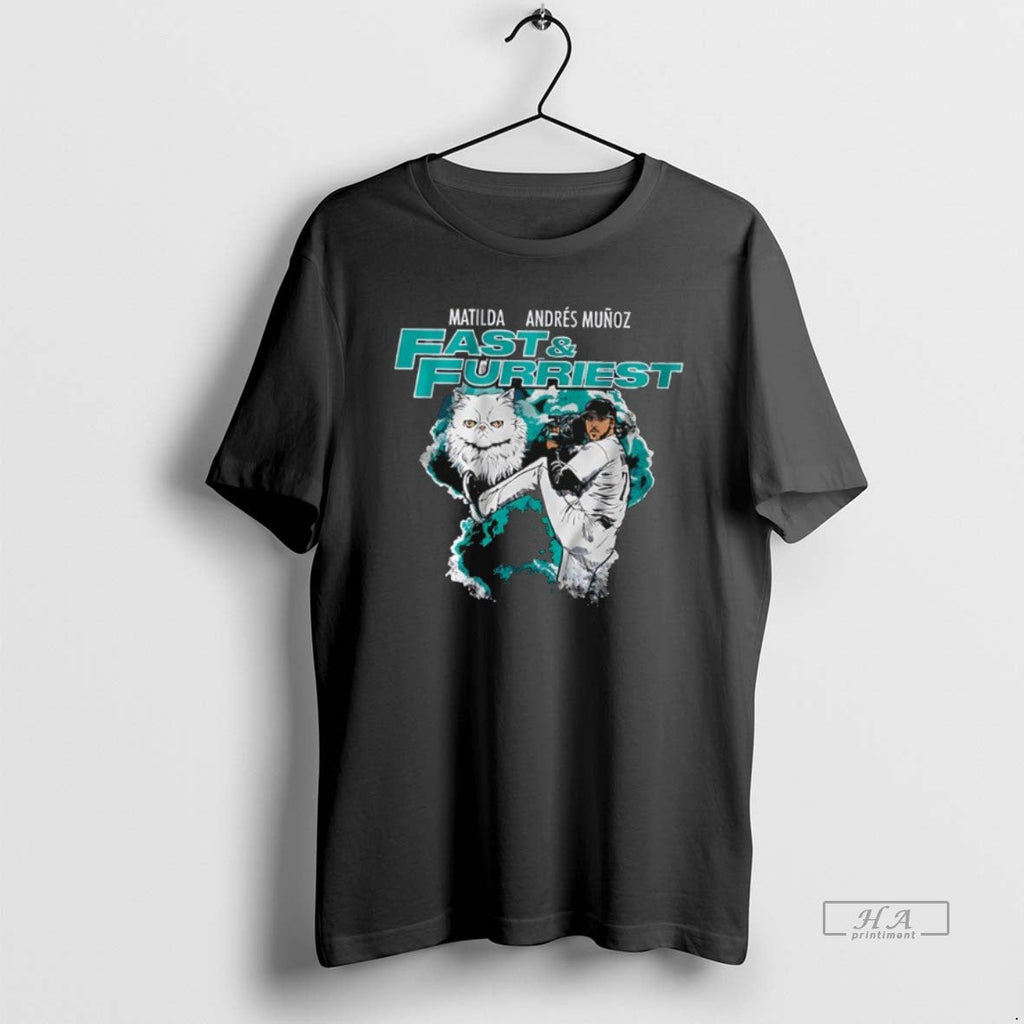 Official Fast Furriest Andres Munoz Seattle Mariners - Adult & Kids T-Shirts, Sweatshirts & Hoodies apparel design preview 1