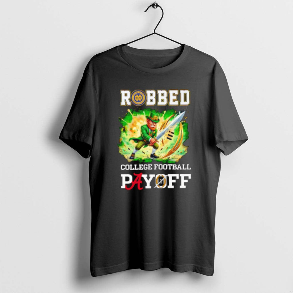 Official Fighting Irish Robbed Cfp Playoff Mascot - Adult & Kids T-Shirts, Sweatshirts & Hoodies apparel design preview 1