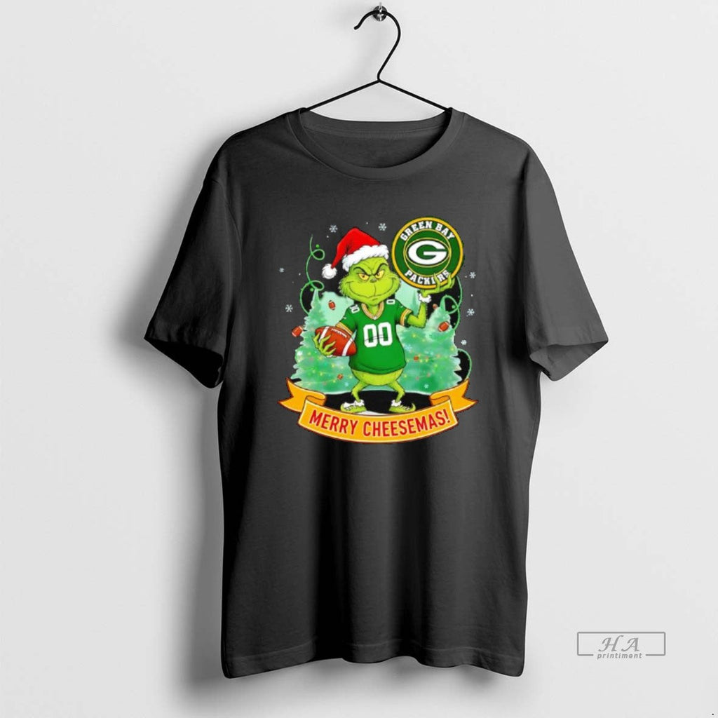 Official Grinch Green Bay Packers Merry Cheesemas - Adult & Kids T-Shirts, Sweatshirts & Hoodies apparel design preview 1