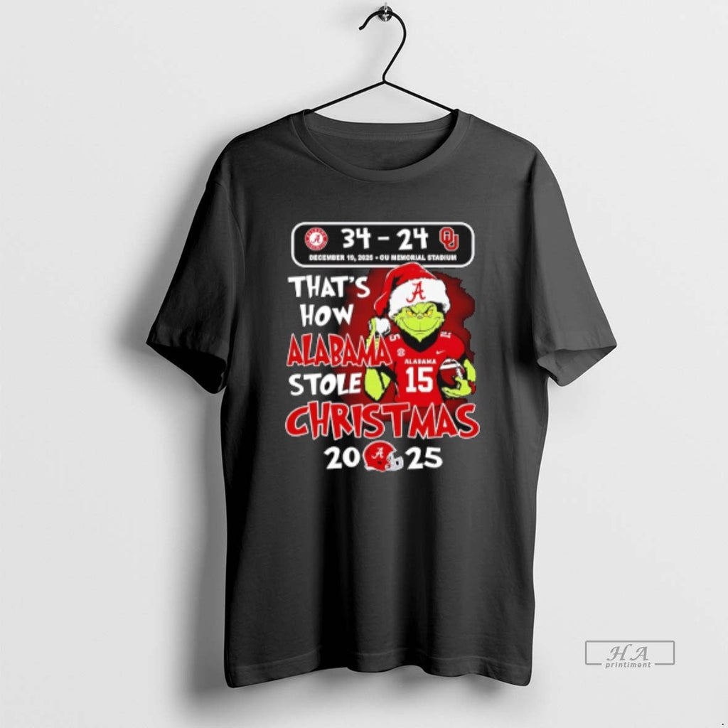 Official Grinch Thats How Alabama Stole 2025 34 24 - Adult & Kids T-Shirts, Sweatshirts & Hoodies apparel design preview 1