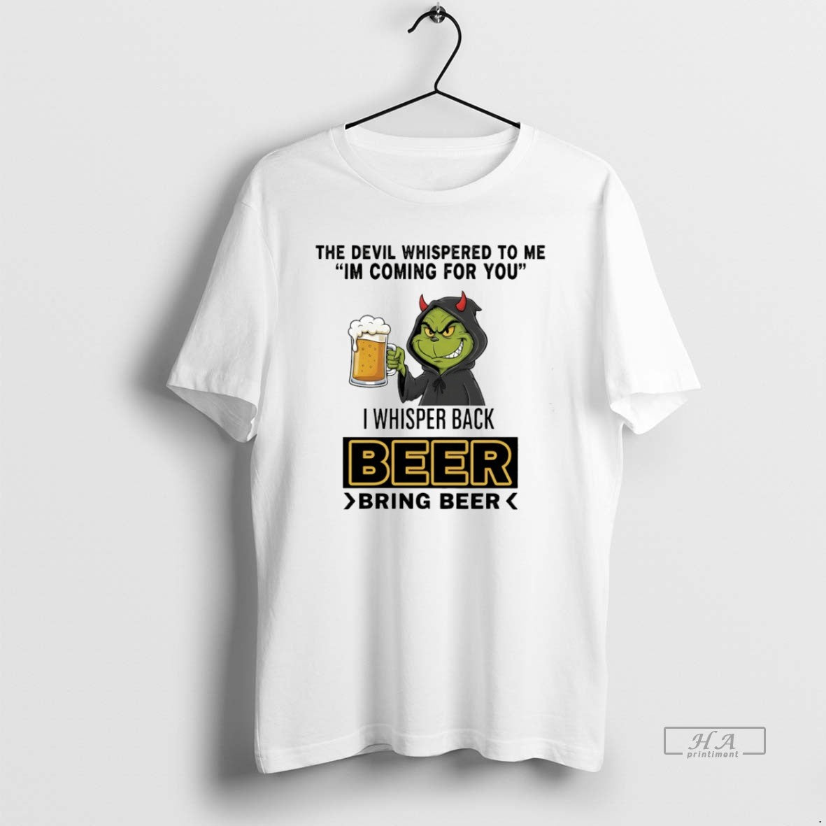 Official Grinch Devil Whispered Me Im Coming You I - Adult & Kids T-Shirts, Sweatshirts & Hoodies apparel design preview 1