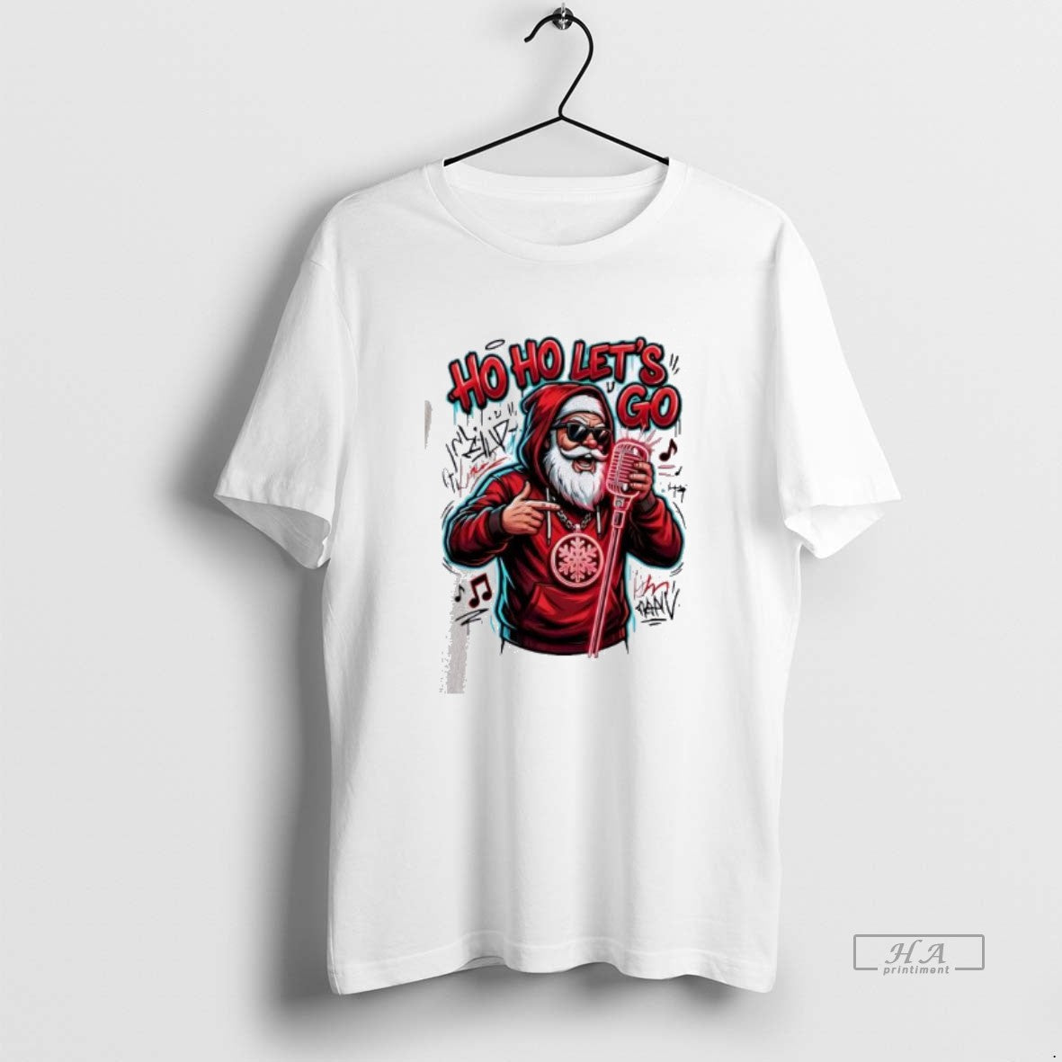 Official Ho Lets Go Hip Hop Santa - Adult & Kids T-Shirts, Sweatshirts & Hoodies apparel design preview 1