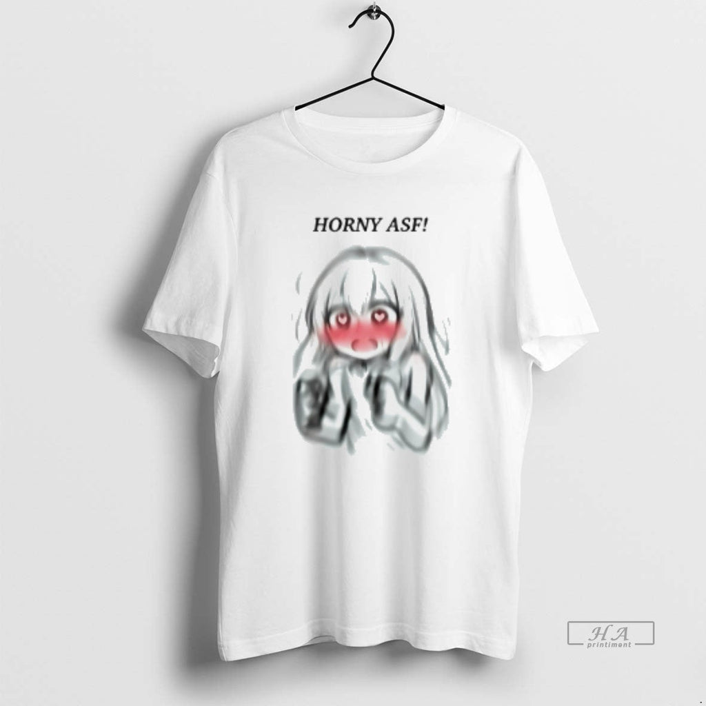Official Horny Asf Girl Blushed - Adult & Kids T-Shirts, Sweatshirts & Hoodies apparel design preview 1