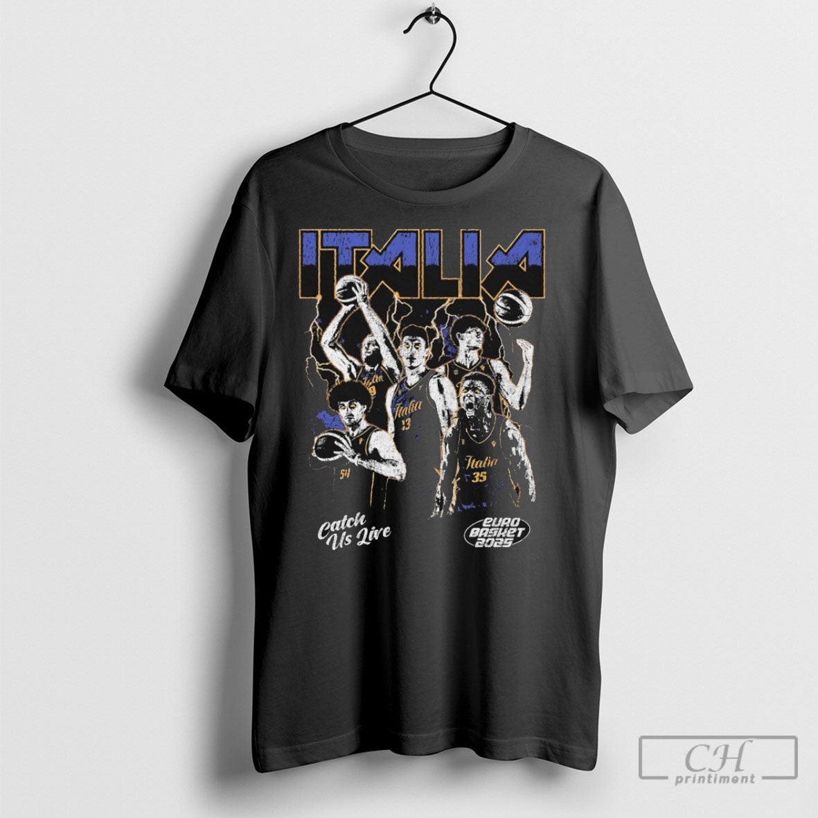 Official Italy Catch Us Live Euro Basket 2025 - Adult & Kids T-Shirts, Sweatshirts & Hoodies apparel design preview 1