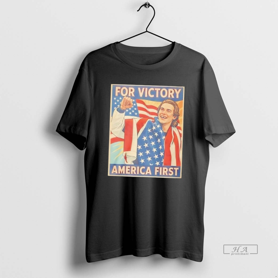 Official Jack Hughes For Victory America First - Adult & Kids T-Shirts, Sweatshirts & Hoodies apparel design preview 1