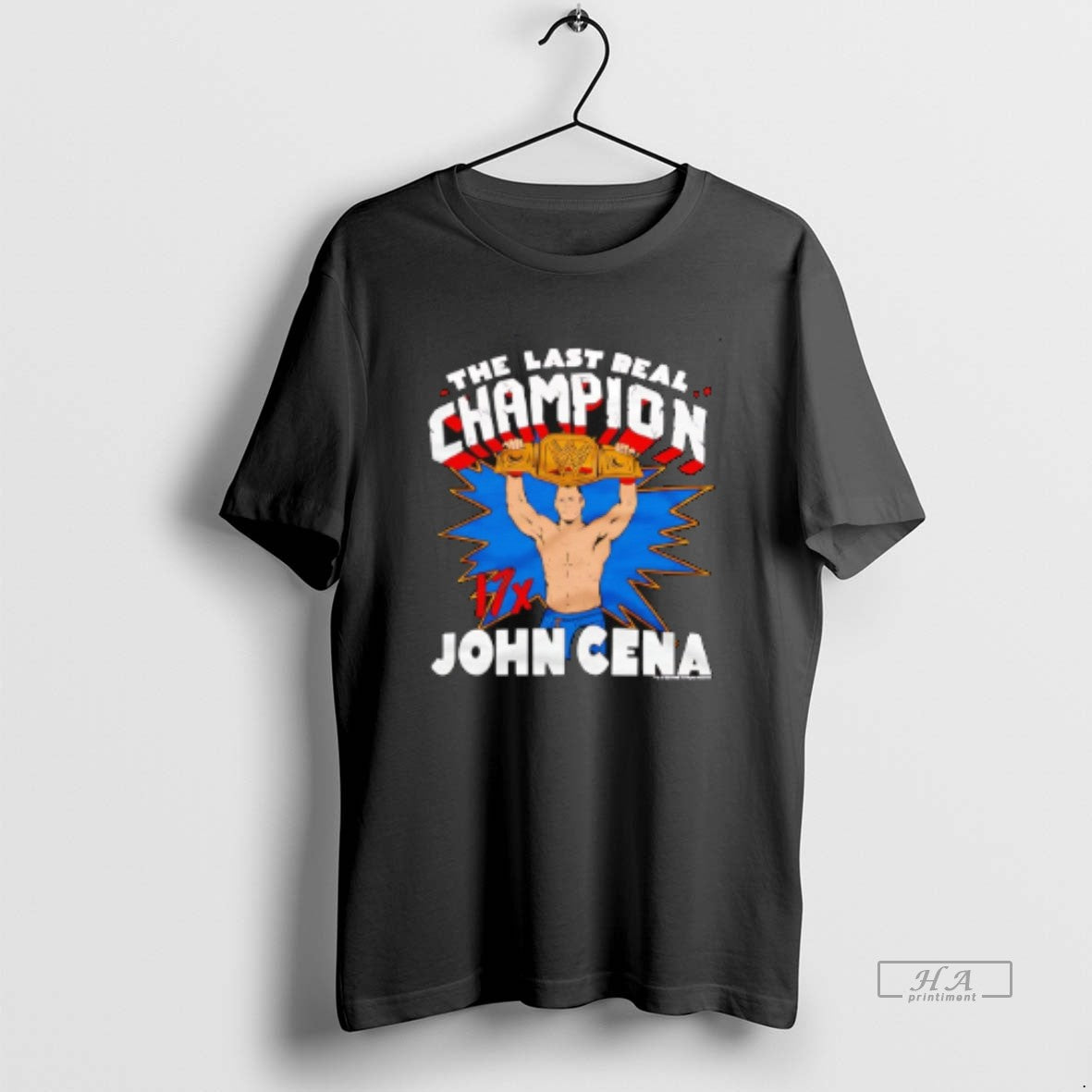 Official John Cena Last Real Champion 17x Caricature - Adult & Kids T-Shirts, Sweatshirts & Hoodies apparel design preview 1