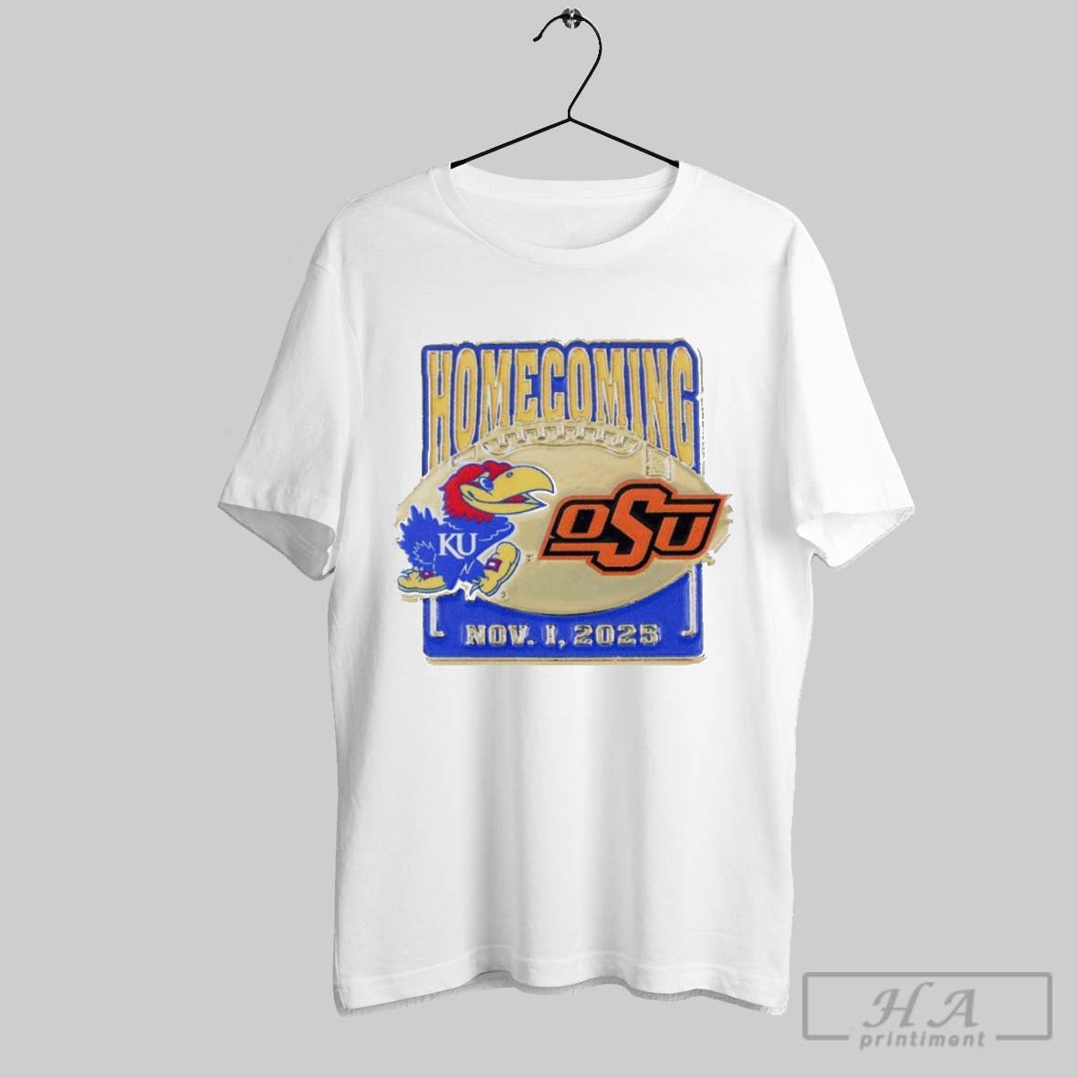 Official Kansas Jayhawks Vs Oklahoma State Cowboys - Adult & Kids T-Shirts, Sweatshirts & Hoodies apparel design preview 1
