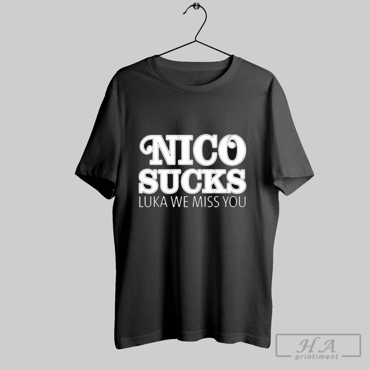 Official Luka Doncic Nico Sucks We Miss You 2025 - Adult & Kids T-Shirts, Sweatshirts & Hoodies apparel design preview 1