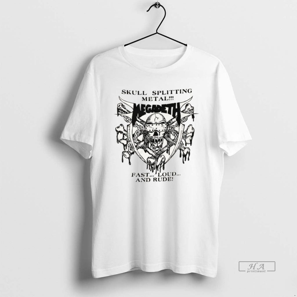 Official Megadeth Skull Splitting Metal Fast Loud And - Adult & Kids T-Shirts, Sweatshirts & Hoodies apparel design preview 1