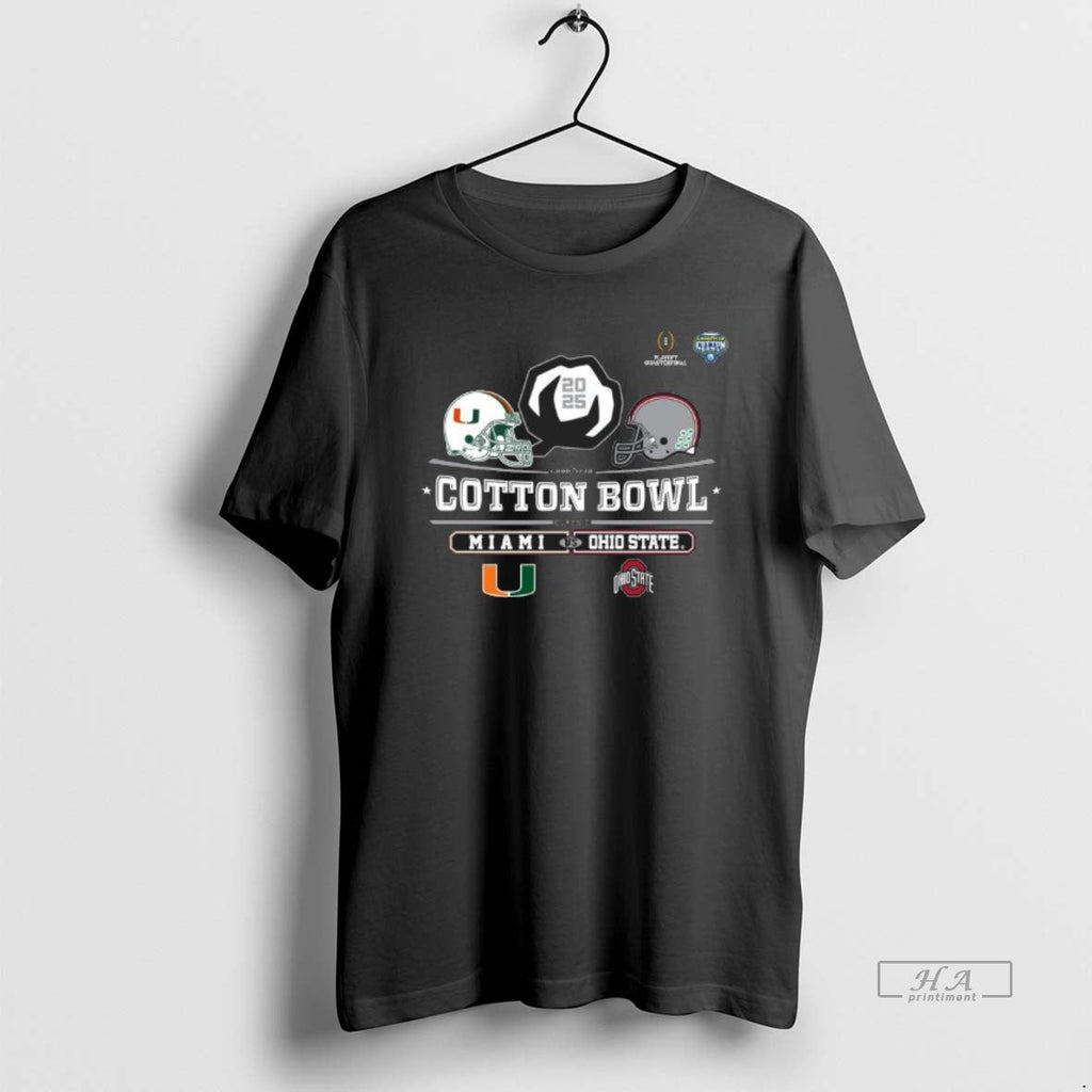 Official Miami Vs Ohio State 2025 Cotton Bowl Helmet - Adult & Kids T-Shirts, Sweatshirts & Hoodies apparel design preview 1