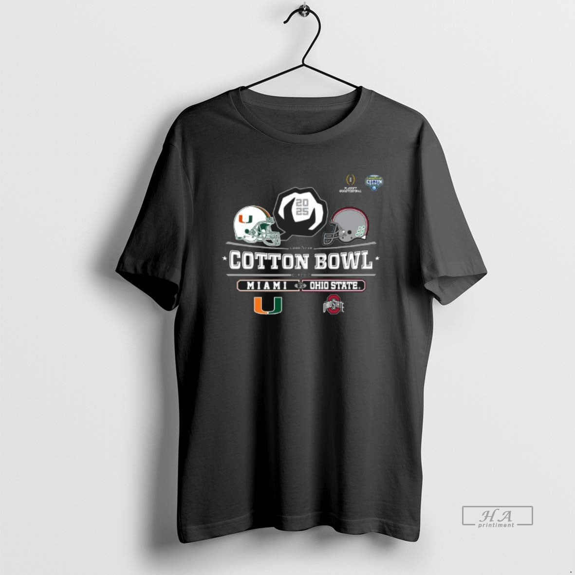 Official Miami Vs Ohio State 2025 Cotton Bowl Helmet - Adult & Kids T-Shirts, Sweatshirts & Hoodies apparel design preview 1